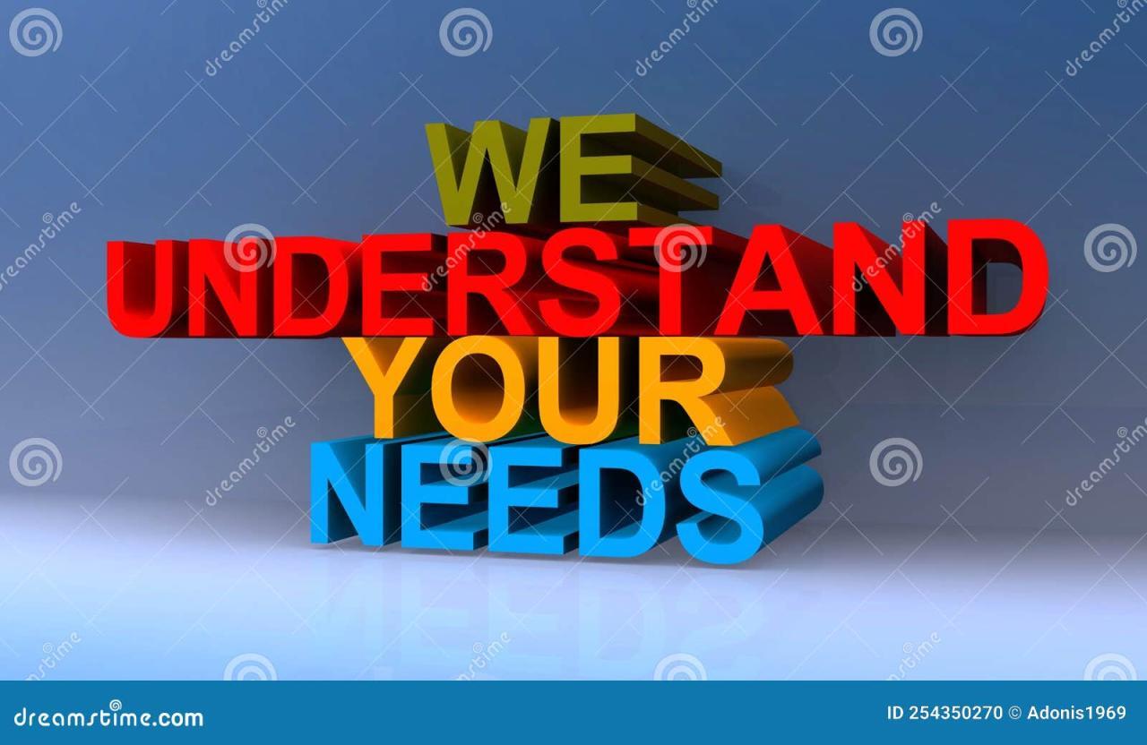 We Understand Your Needs on Blue Stock Illustration - Illustration of ...